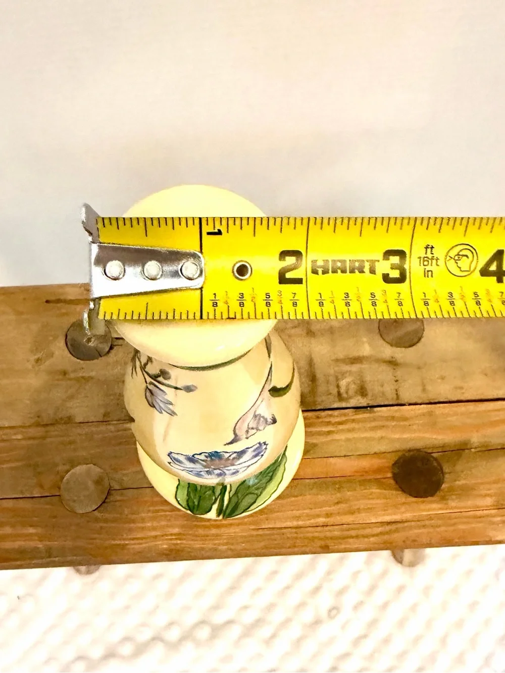 Blue Sky Yellow Ceramic Vase with Hand-Painted Floral Design